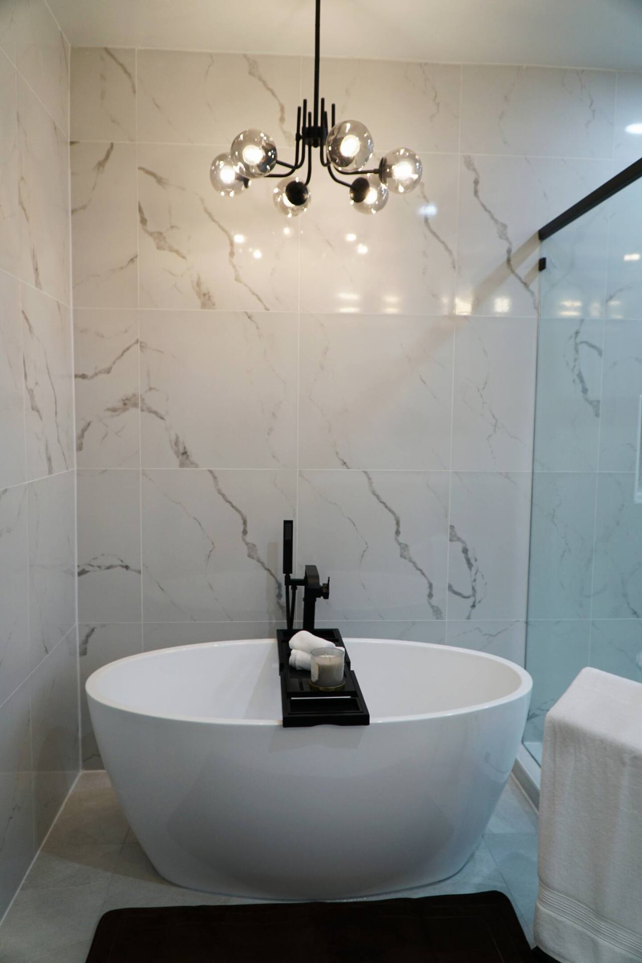 Marble soaking tub at SoftLyfe Rentals